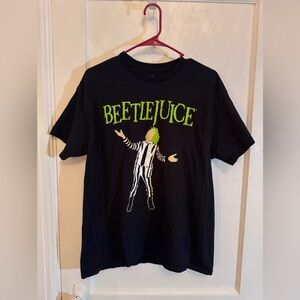 Beetlejuice Graphic Print T-Shirt Large Black Tshirt  movie cartoon Tim Burton